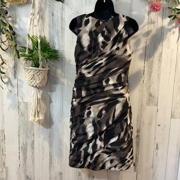 NWT/Ann Taylor Dress /Ruched Animal Print/Size 8 - Picture 8 of 12